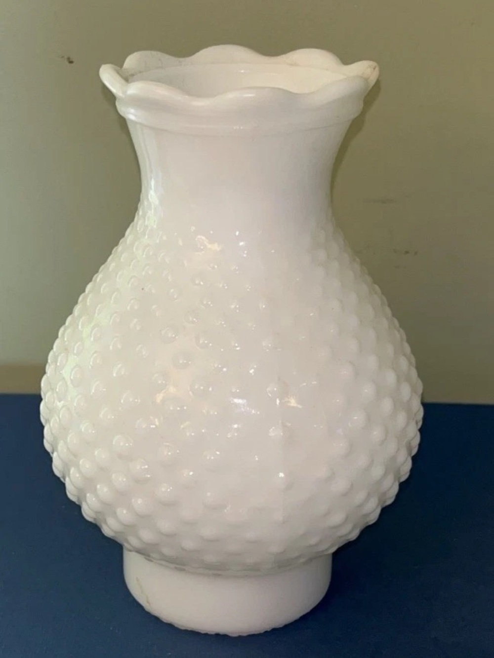Hobnail Milk Glass Lamp Chimney Shade With Scalloped Rim